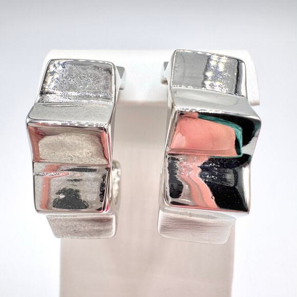 Kenneth Lane Spike Hoop Earrings Silver Tone Pierced Edgy Rocker Punk Baddie - Picture 6 of 12